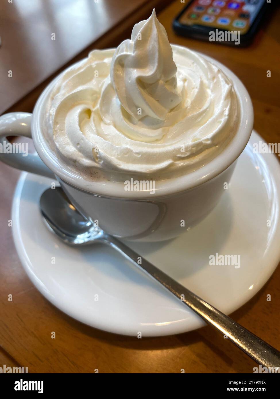 Cappuccino with heavy cream - Smartphone Captured Stock Image