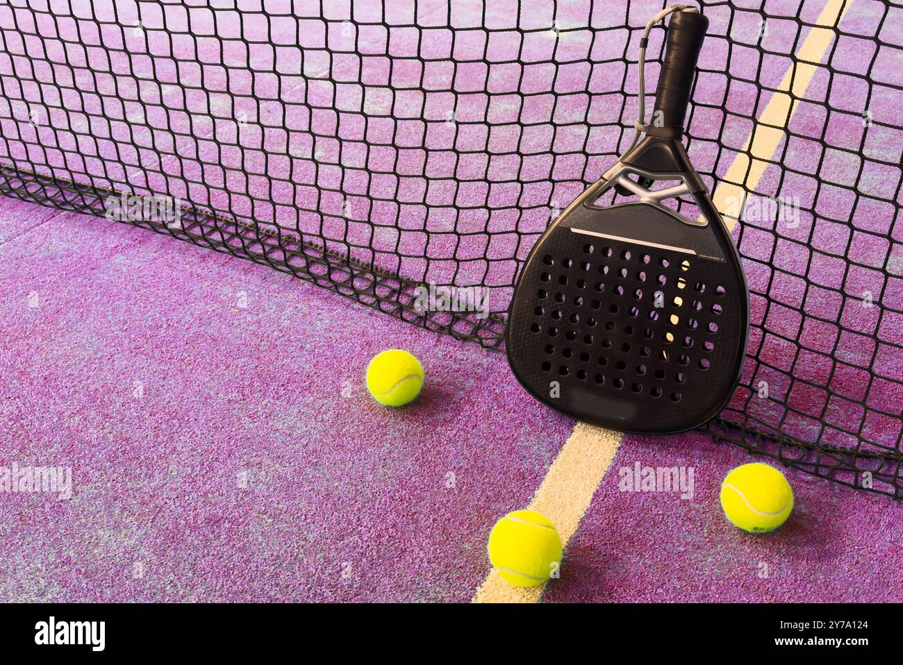 Summer Padel Racket Paddle racket with a ball. Padel court in summer Stock Photo - Alamy