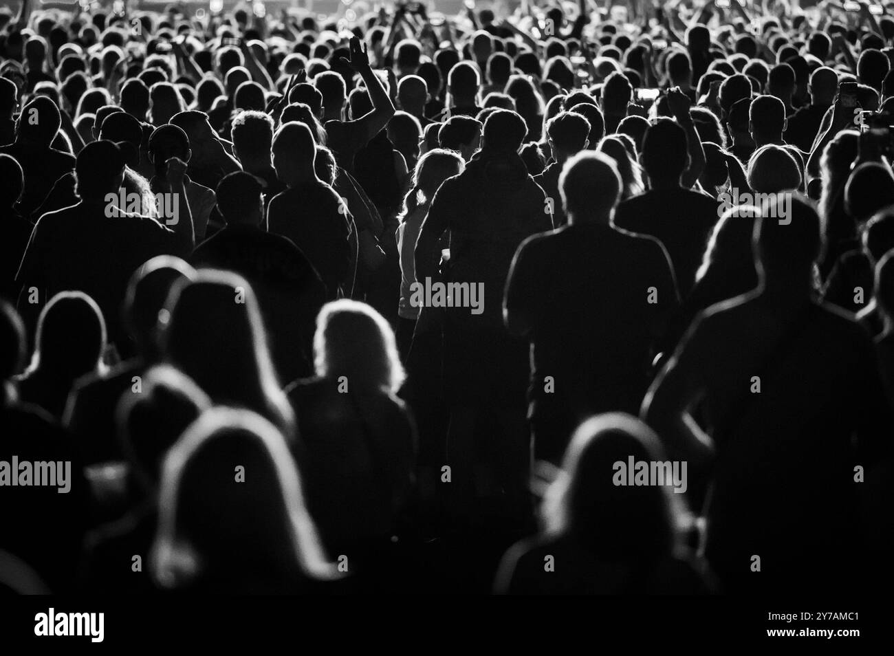 Crowd of people in front of the stage during the concert Stock Photo ...