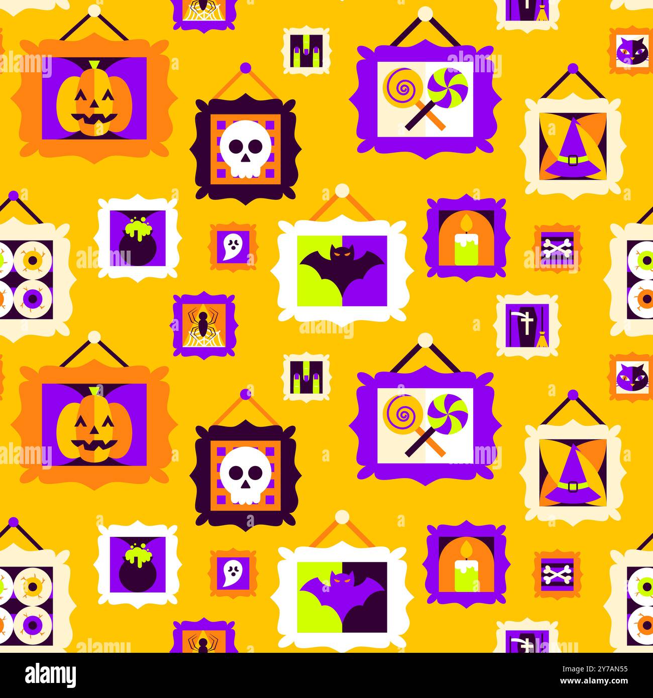 Halloween Paintings Seamless Pattern Stock Vector