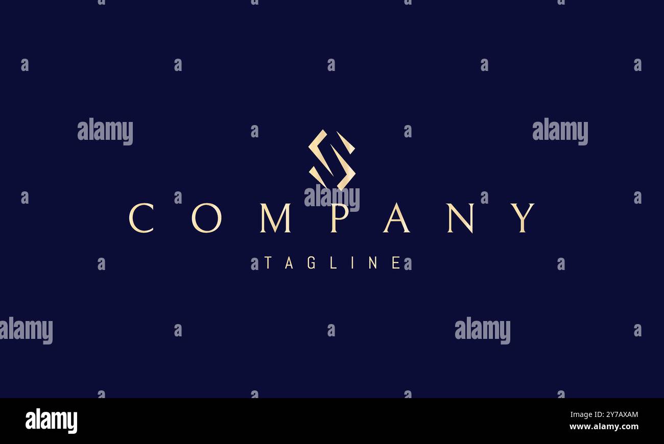 Vector golden logo with an abstract image of the letter S in a white ...