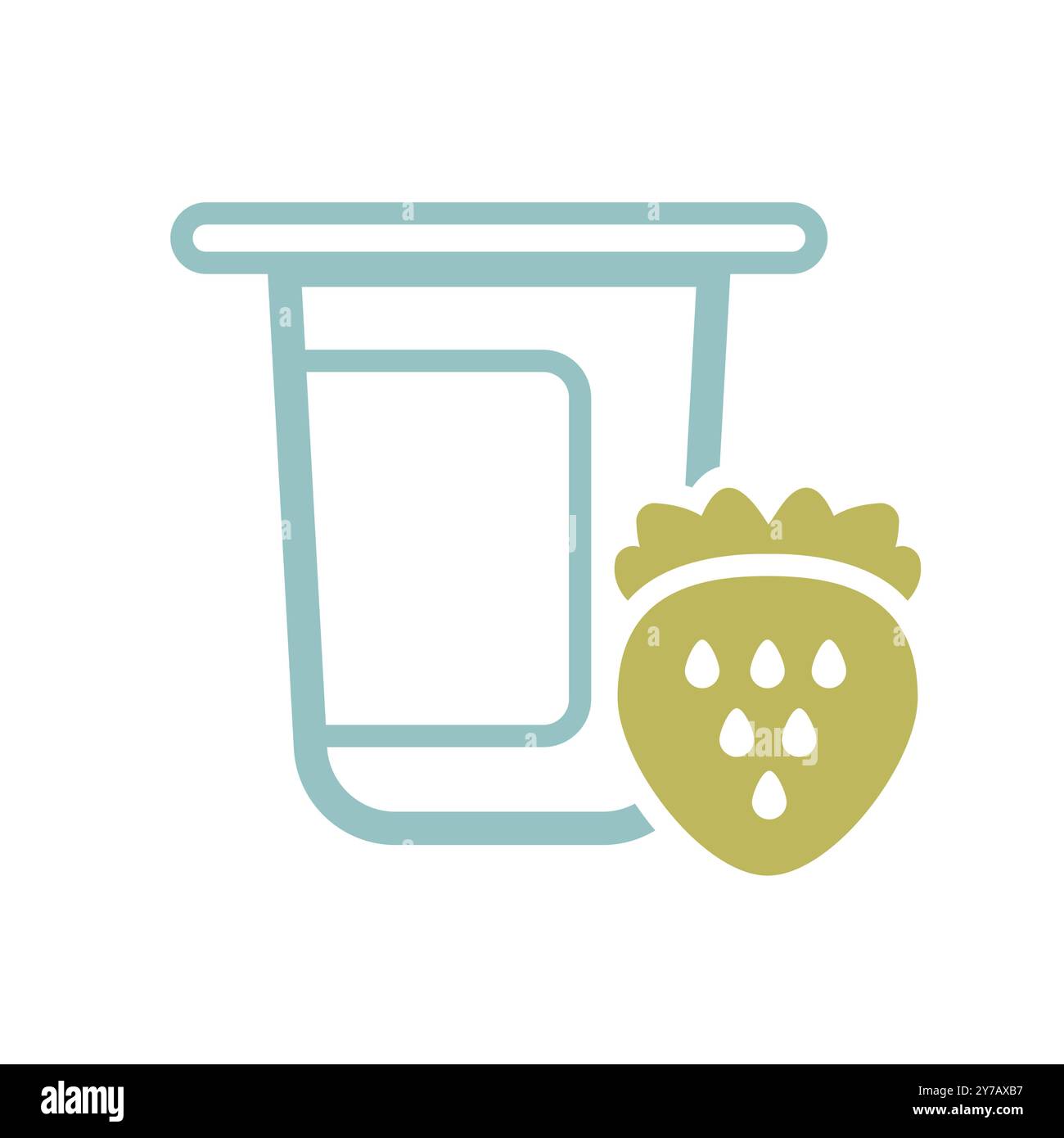 Yogurt cup, plastic container with flavor strawberry vector icon. Dairy ...