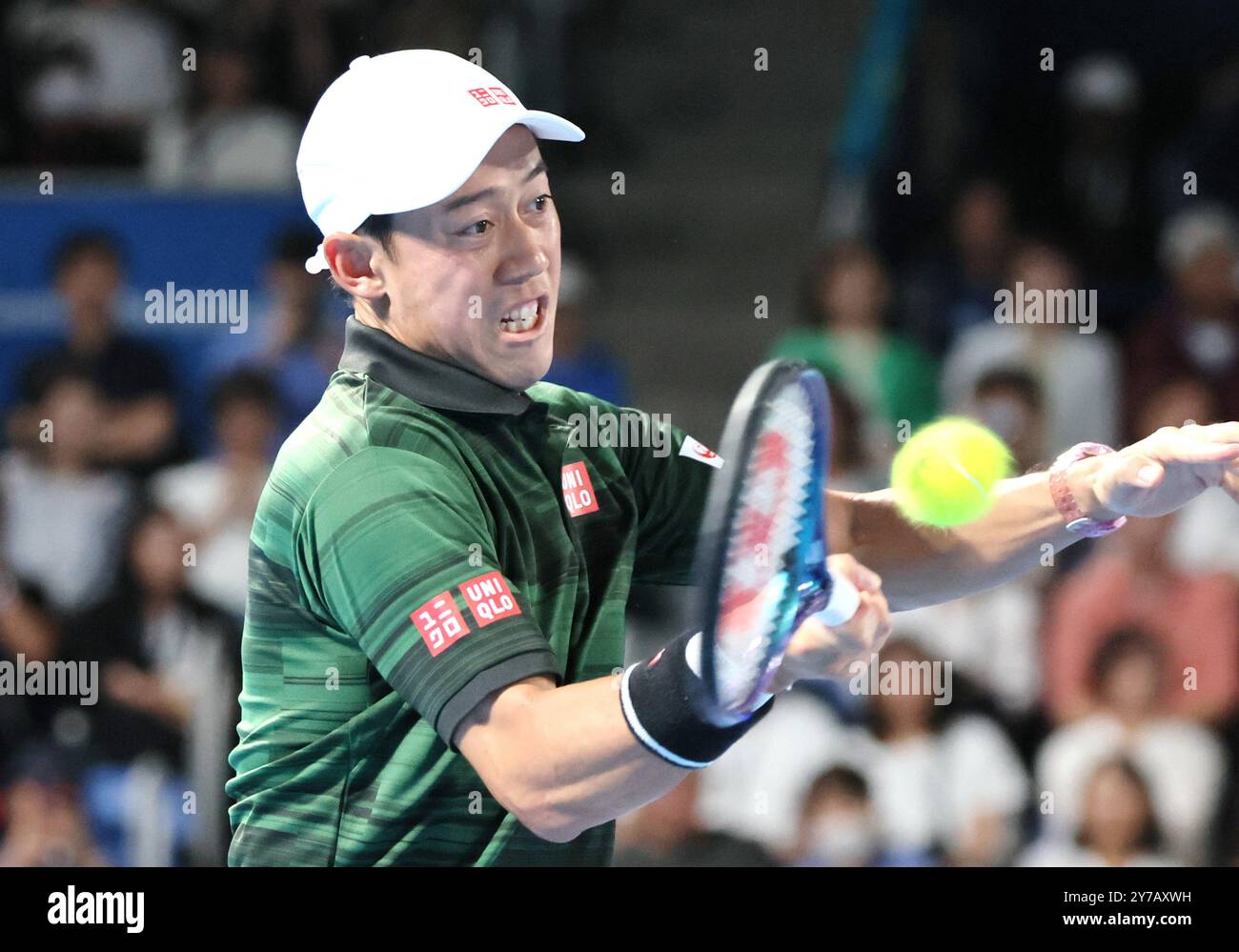 September 29, 2024, Tokyo, Japan - Japan's Kei Nishikori retuens the ...