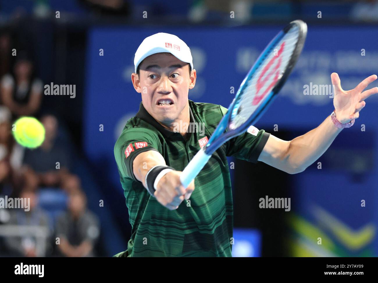 September 29, 2024, Tokyo, Japan - Japan's Kei Nishikori retuens the ...