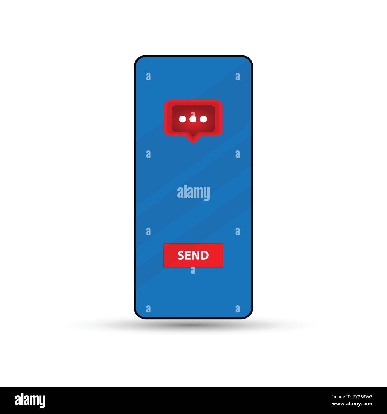 Smartphone with red speech bubble and send button on its screen Stock ...