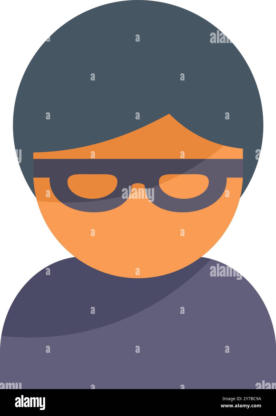 Simple and colorful vector of a hacker wearing black glasses, flat icon ...