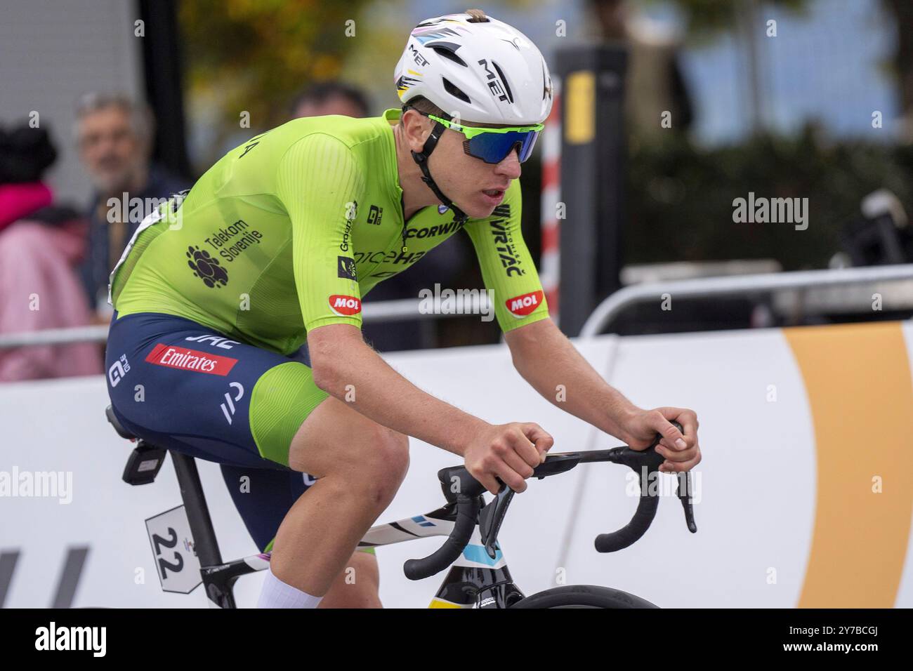 Slovenia's Tadej Pogacar pedals during the Men Elite road race of the