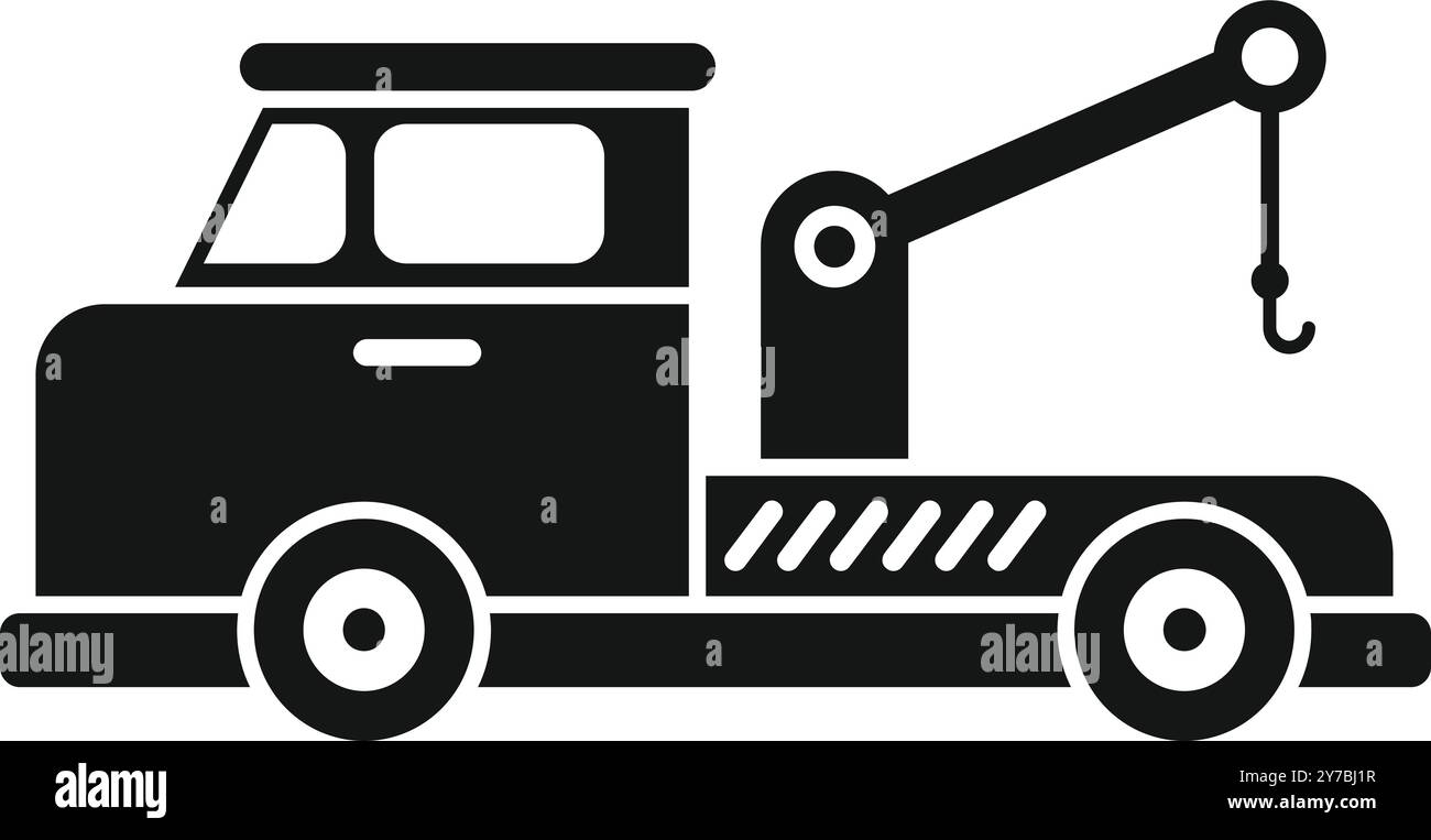 Simple black and white icon of a tow truck offering roadside assistance ...