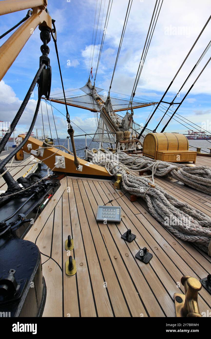 Weather deck of a sailing ship anchored in Tokyo Bay Stock Photo - Alamy