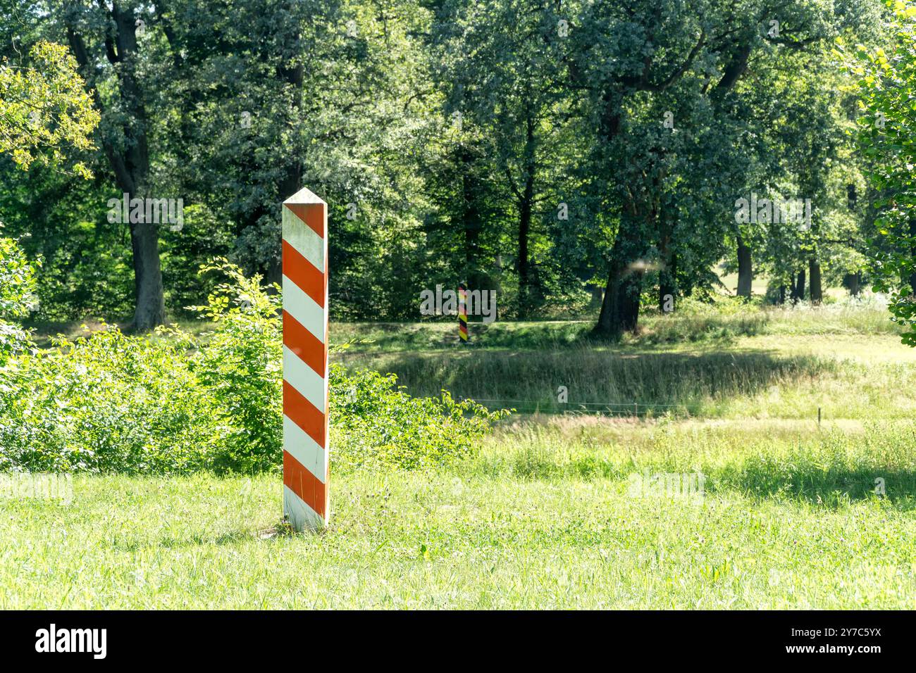 The Polish German border on the Lusatian Neisse in Muskau Park A The Polish German border on the Lusatian Neisse in Muskau Park A
