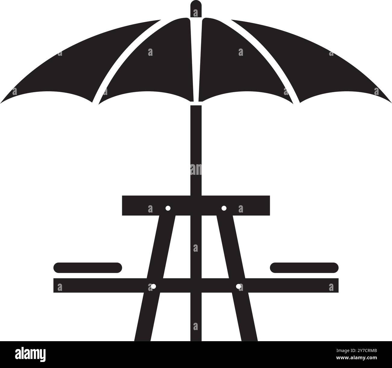umbrella with picnic table icon vector illustration logo design Stock Vector