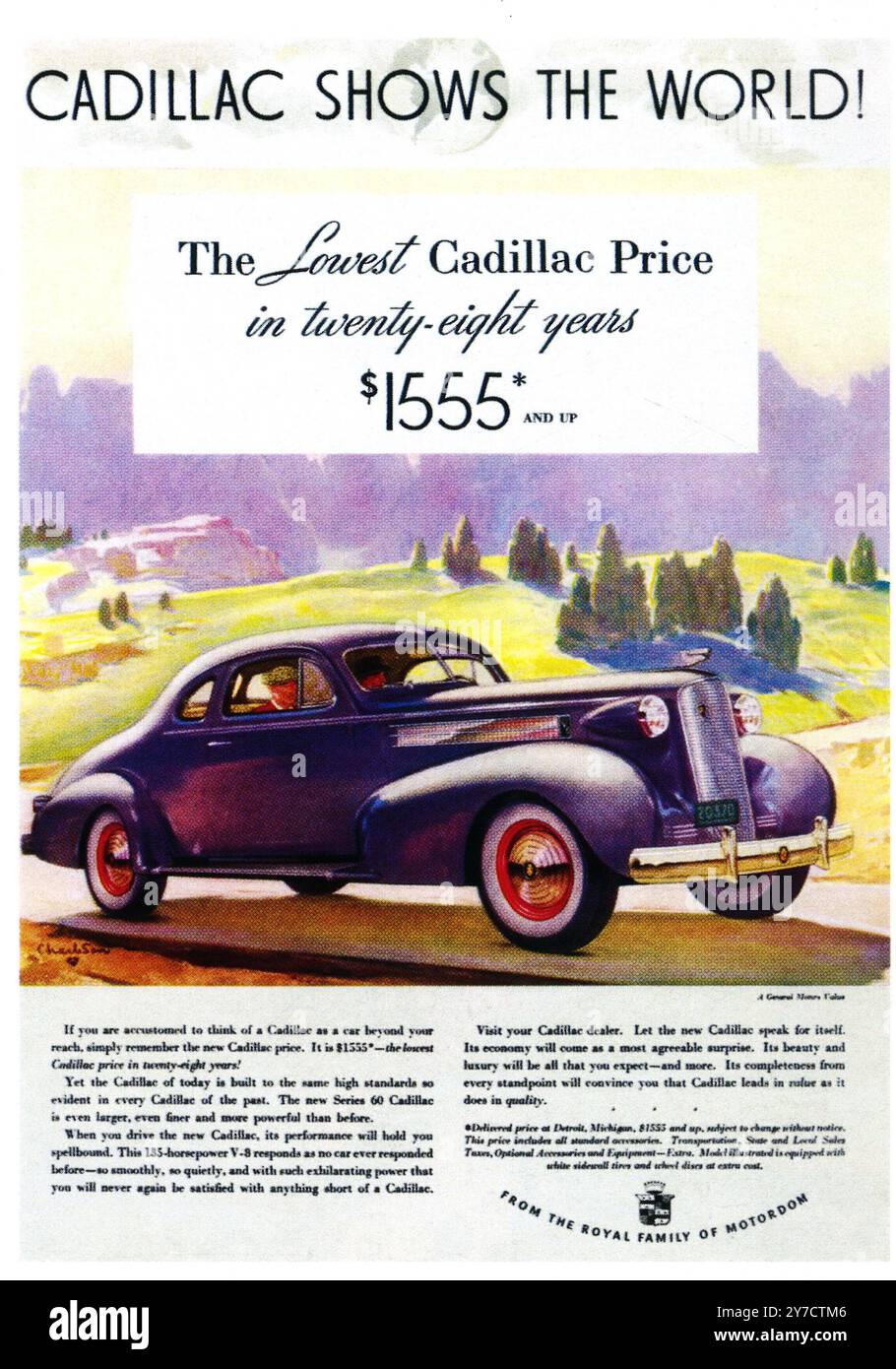 1937 Cadillac 135 Horsepower V-8 Series 60 Car Ad Stock Photo - Alamy