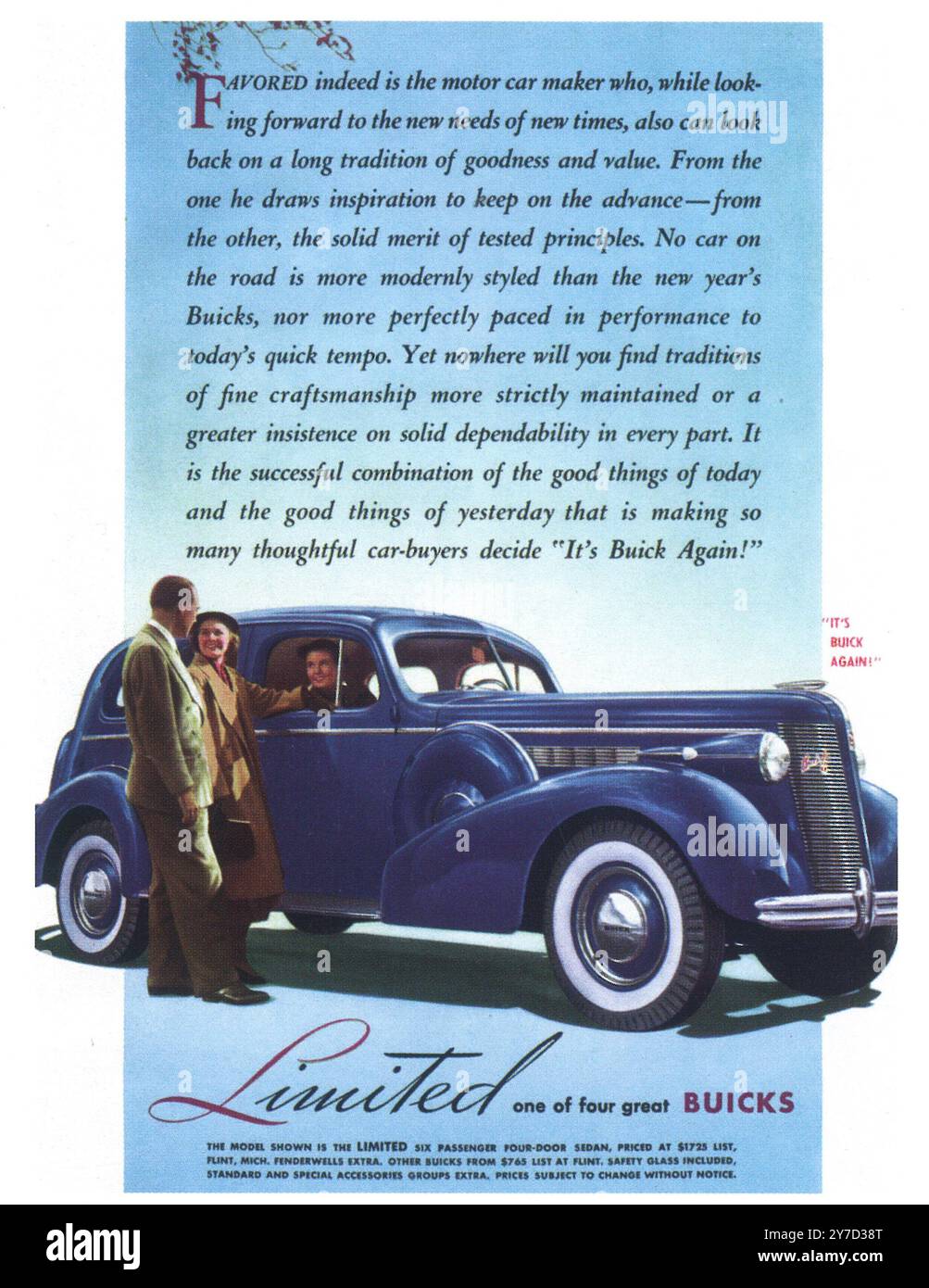 1937 Buick Limited Ad Stock Photo