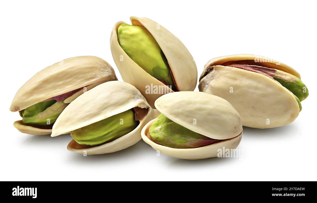 Pistachio nuts isolated on white background. Clipping Path Stock Photo