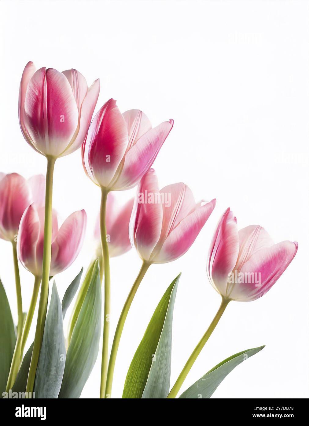 Pink tulips isolated flowers on white background Stock Photo - Alamy