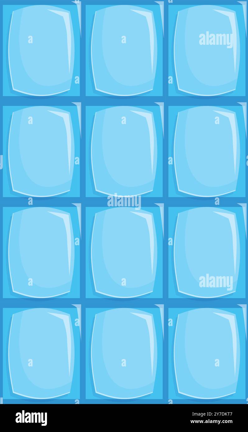This vector illustration features a classic blue ice cube tray, filled with frozen water, ready to cool down drinks Stock Vector