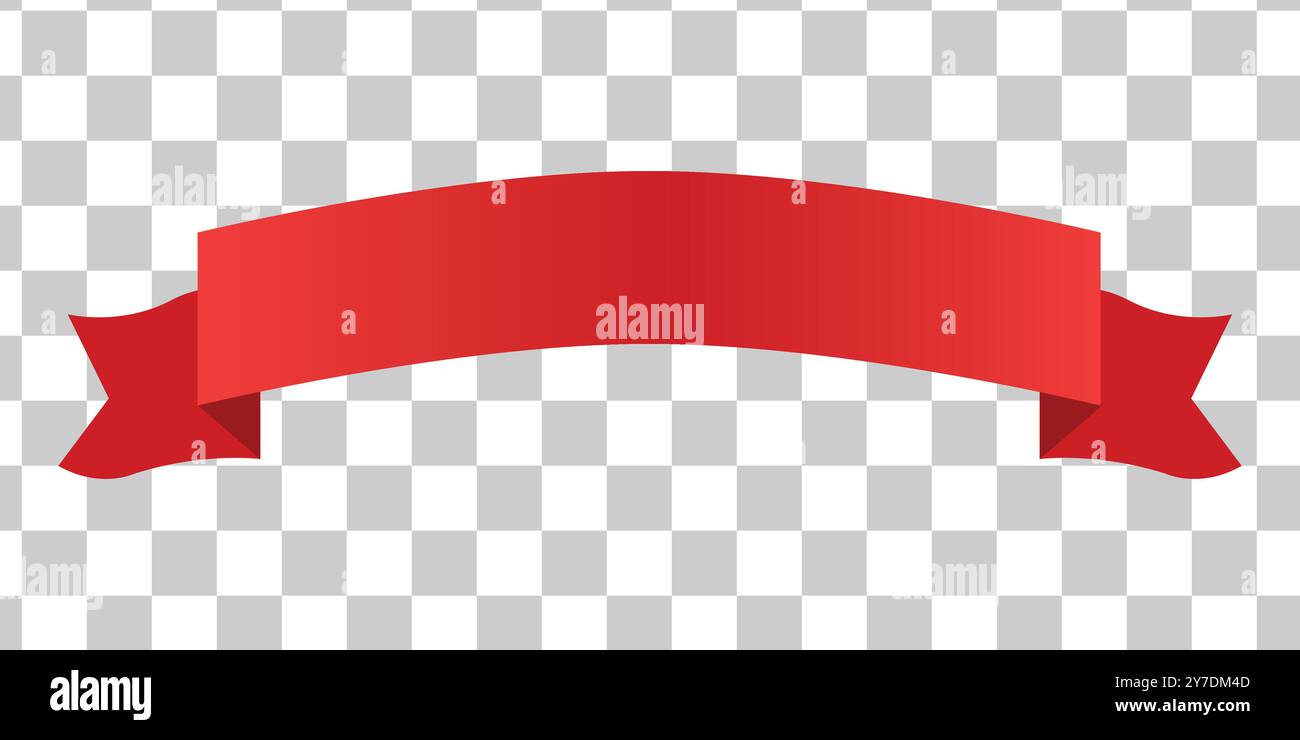 Flat red ribbon isolated on transparent background.Vector illustration ...