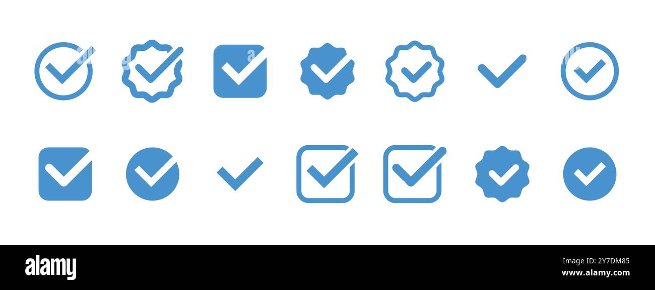 Checkmark icon. Verified checkmark icon set. Vector illustration Stock ...