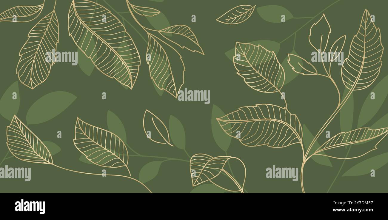 Green leaves hand drawn background.Vector illustration Stock Vector ...