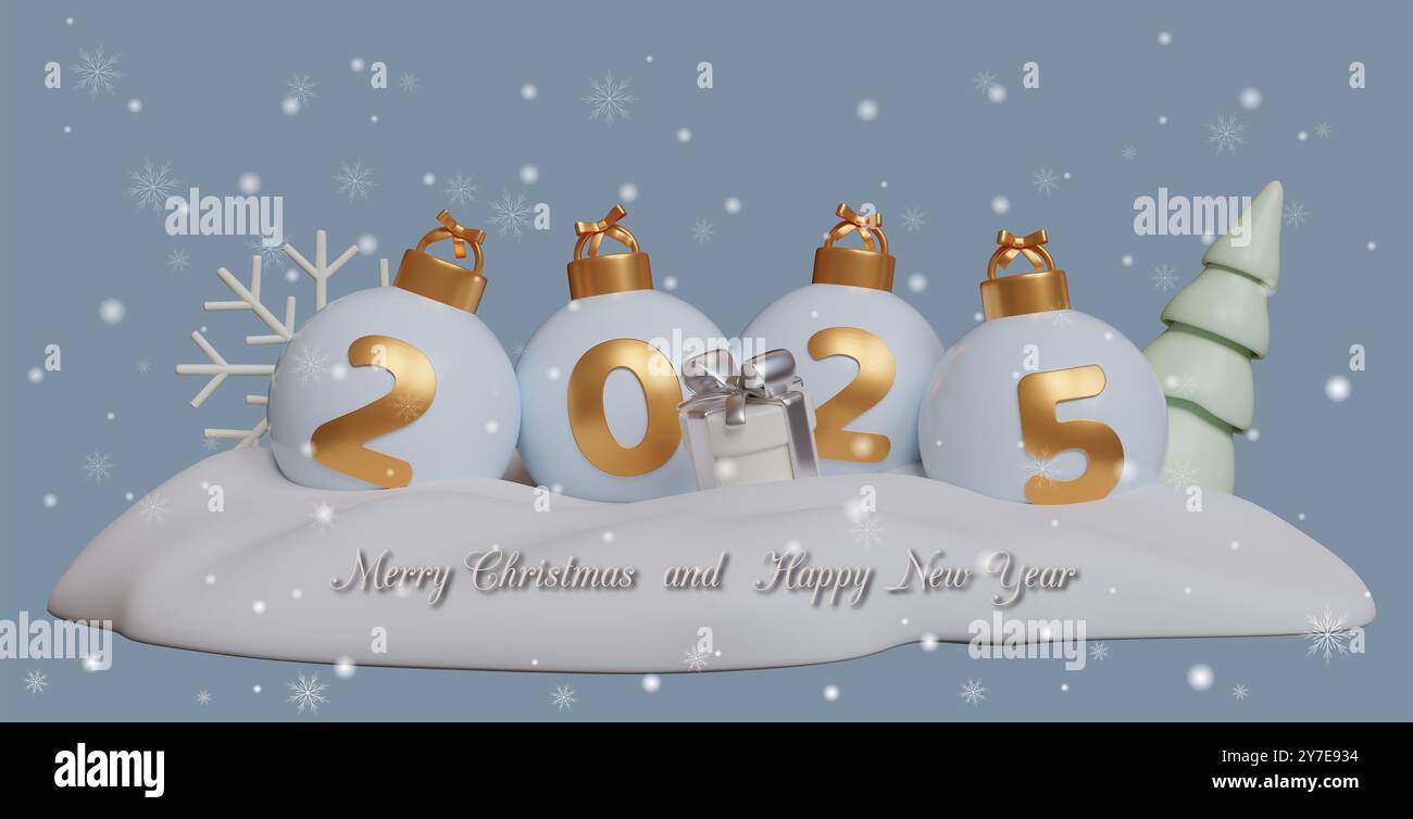 Merry Christmas 2025 greeting card. 3D illustration Stock Photo Alamy