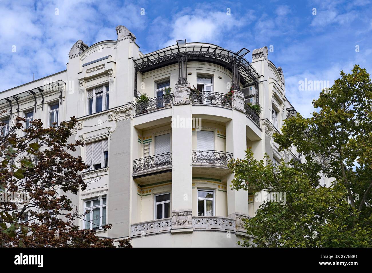 apartment building with curved balconies Stock Photo - Alamy