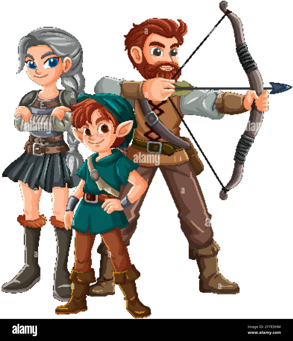 Three characters in medieval warrior attire Stock Vector Image & Art ...