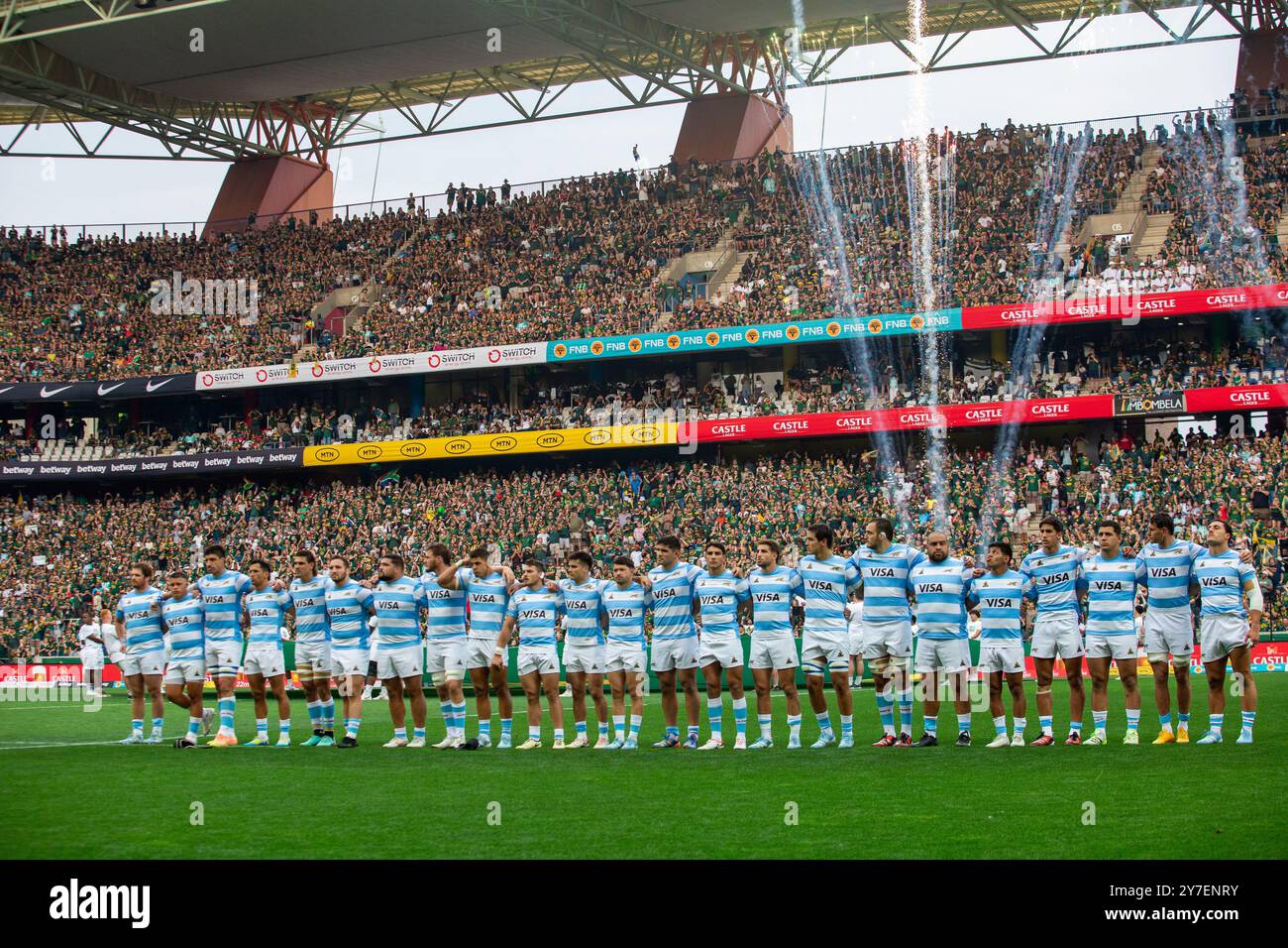 The Pumas squad for the Castle Lager Rugby Championship 2024 match against the Springboks in Mbombela Stadium Stock Photo