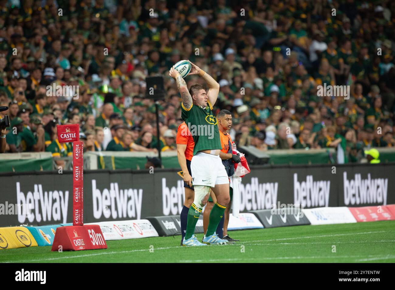 Springbok hooker Malcolm Marx throwing the ball in during the Castle