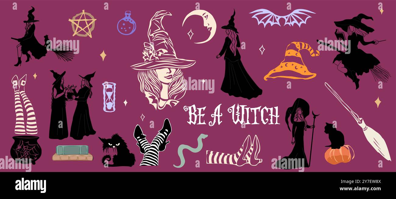 Witchcraft se, halloween mystical items for wizardry Stock Vector