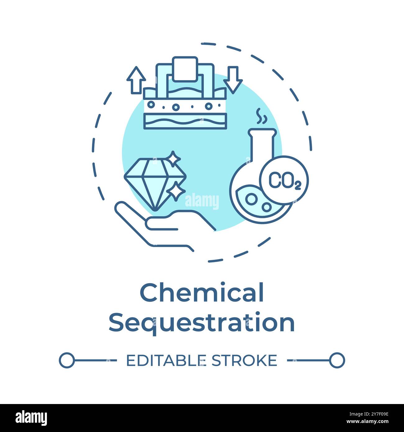 Chemical sequestration soft blue concept icon Stock Vector