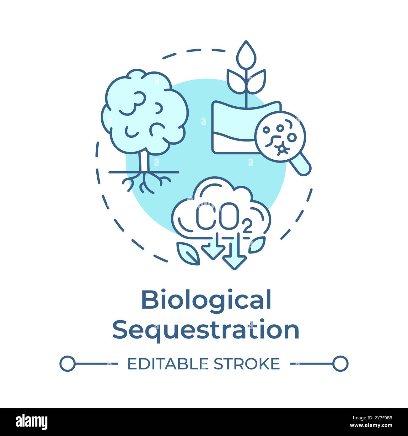 Biological sequestration soft blue concept icon Stock Vector