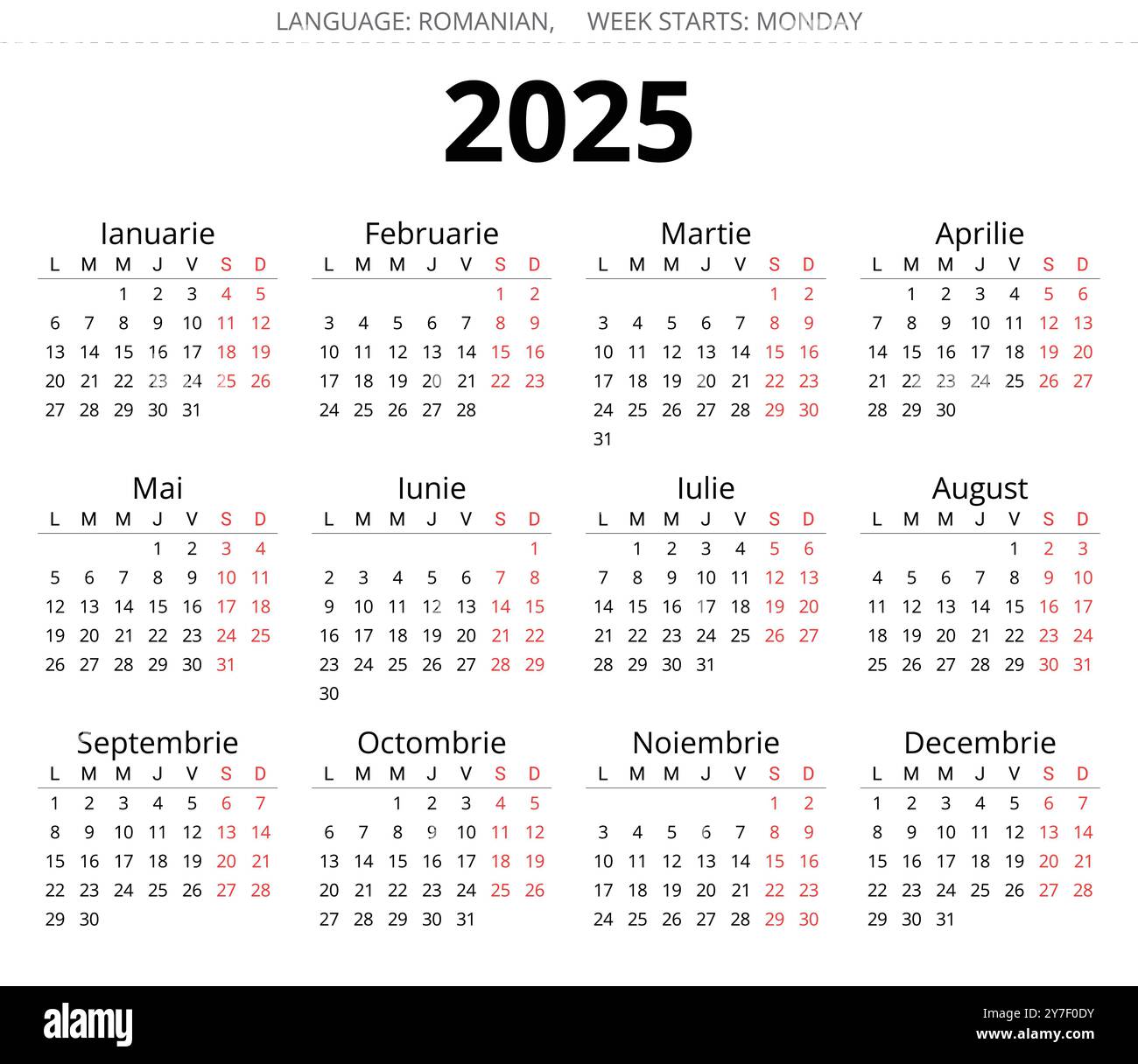 Calendar Up Romania 2025 Printable 