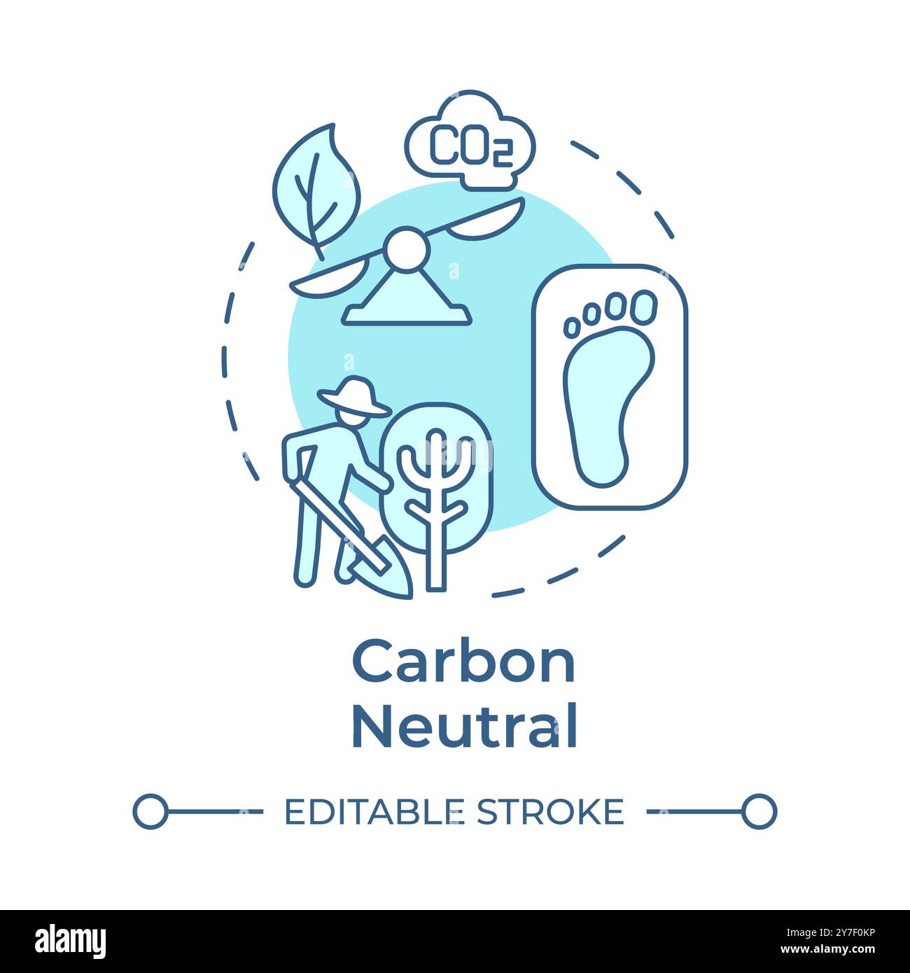 Carbon neutral soft blue concept icon Stock Vector