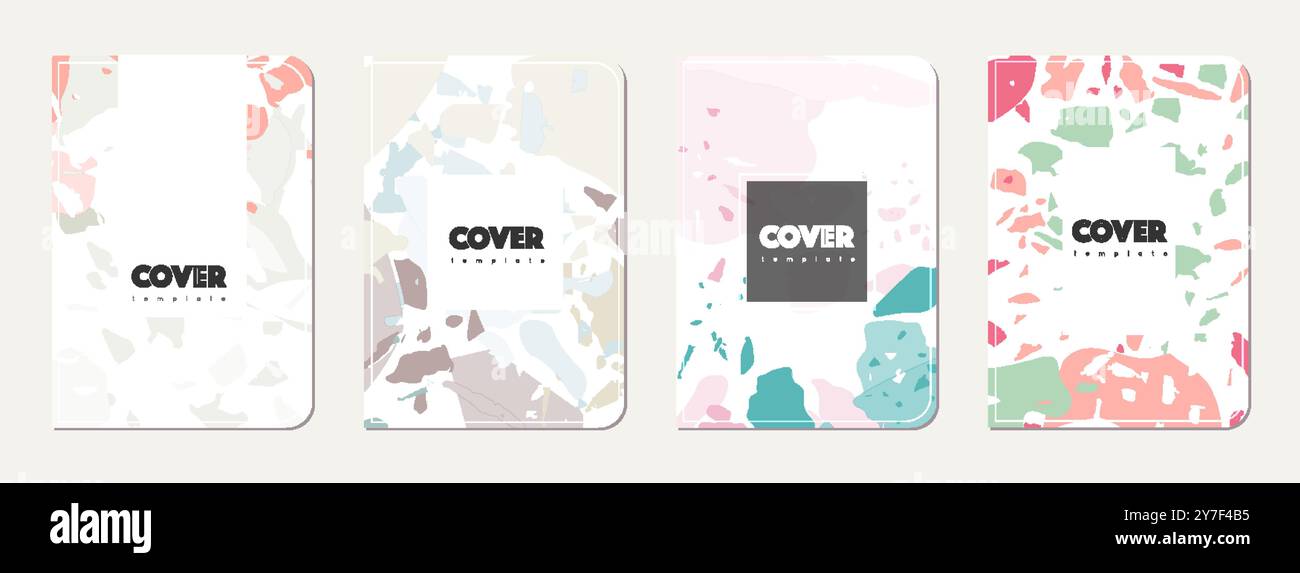 Note book cover design. Terrazzo abstract background made of natural ...