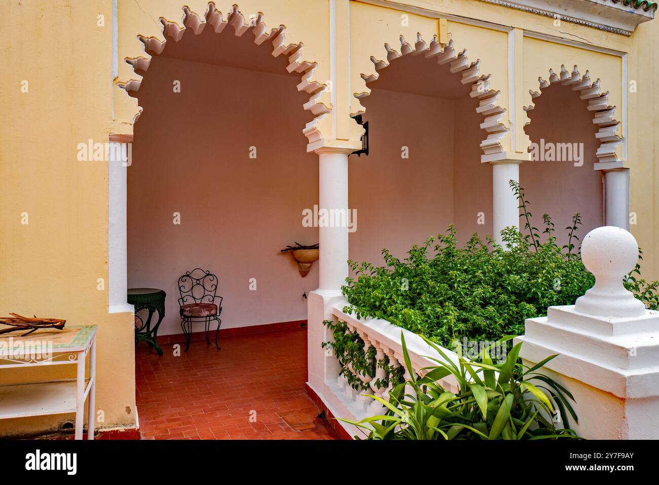 Interior courtyard of the American Legation Museum, Tangier, Morocco Stock Photo