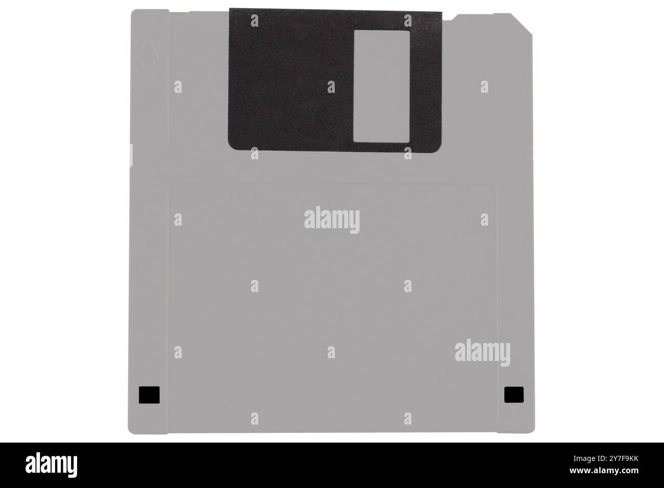 Grey colored old retro floppy diskette in stack. Isolated on white background. Stock Photo