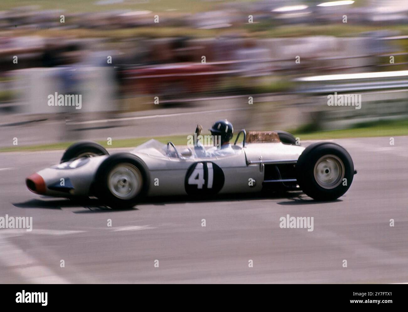 Graham Hill winning the British Eagle International Trophy  Formula 2 at the Brands Hatch Circuit in a Repco Brabham - Cosworth Ford 3 August 1964 Stock Photo