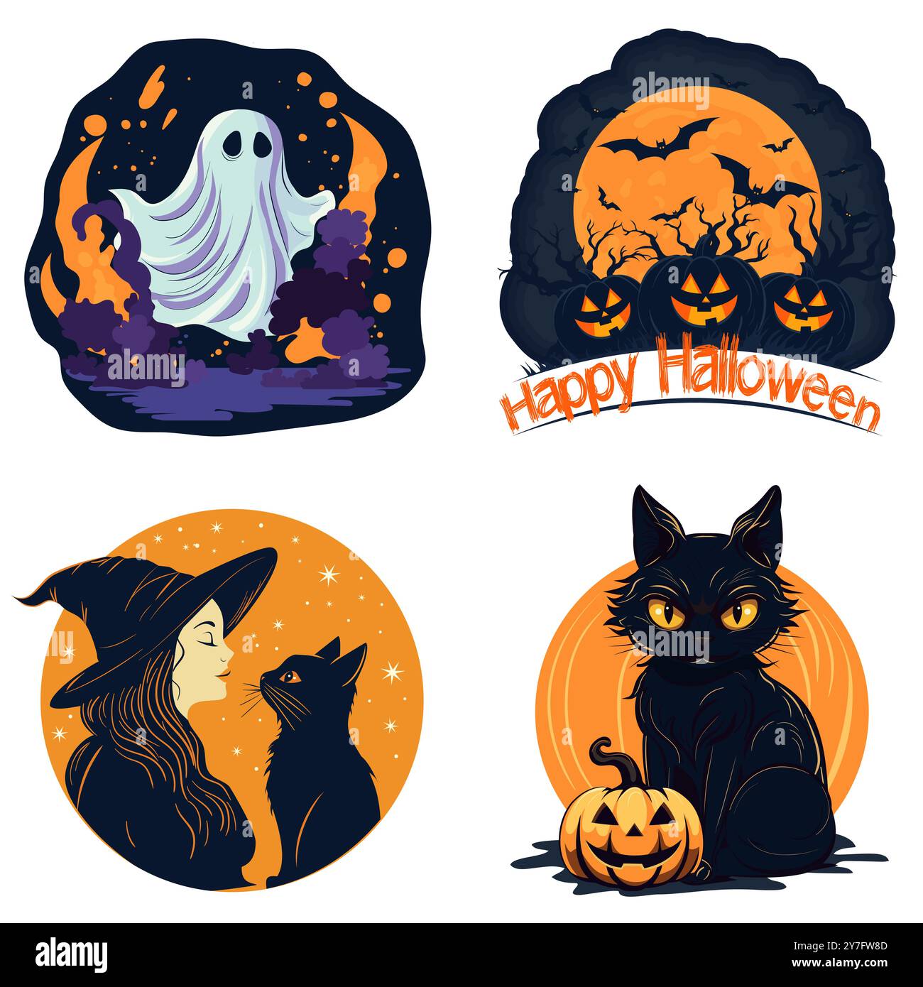Set of image on the theme of Halloween Stock Vector Image & Art - Alamy