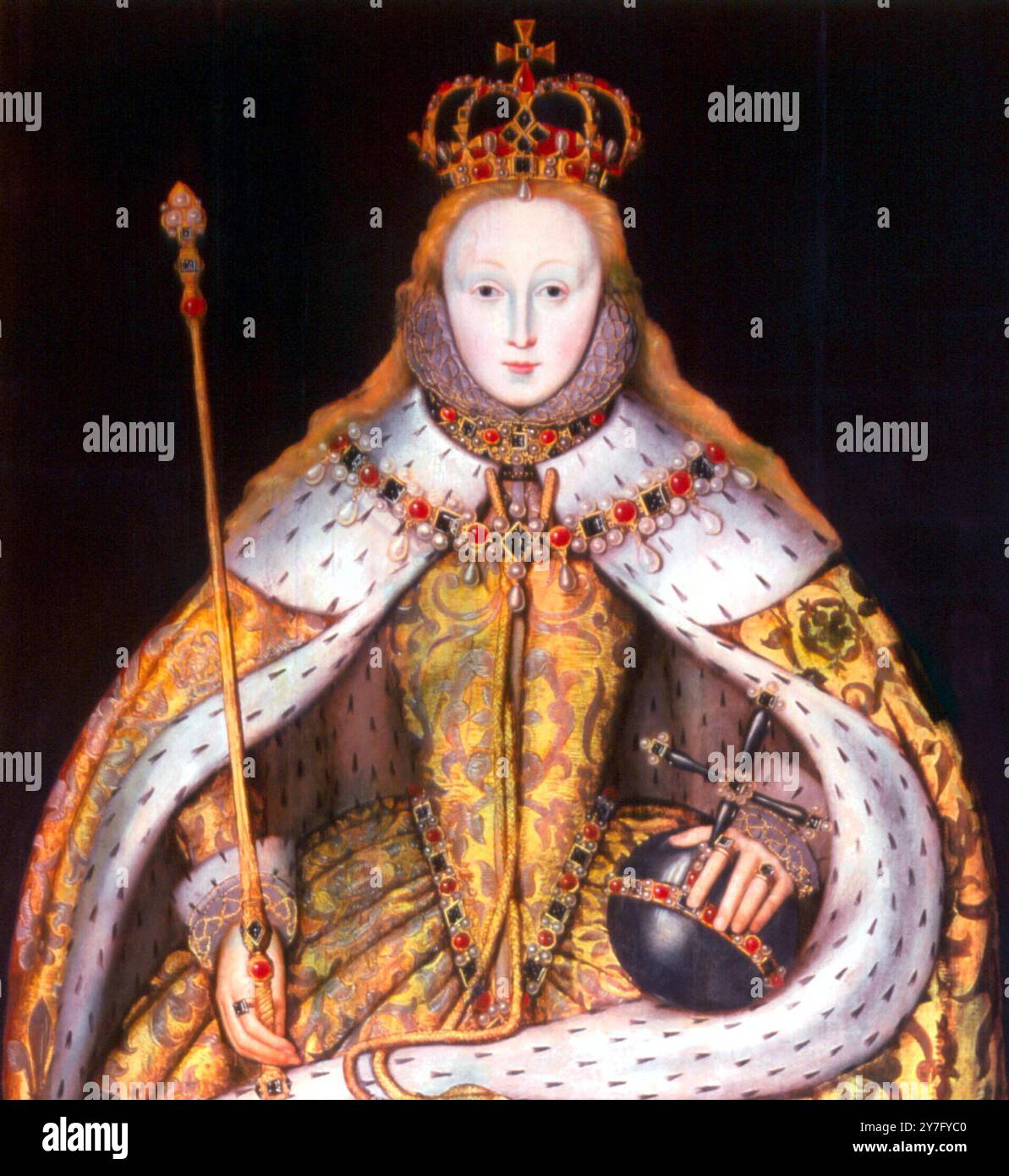 Queen elizabeth i portrait crown hi-res stock photography
