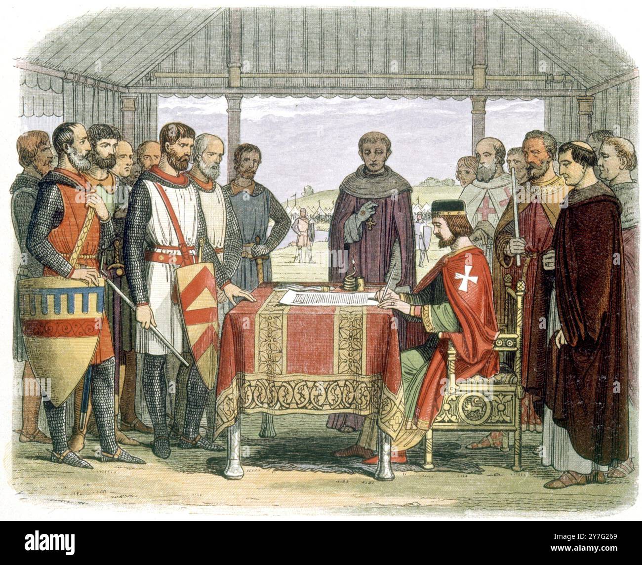 King John signing the Magna Carta at Runnymede 1215 Stock Photo Alamy
