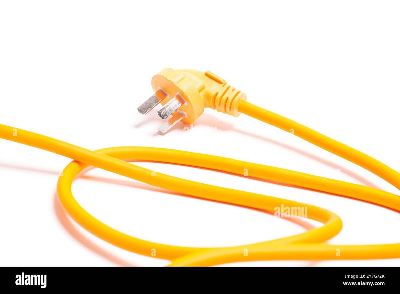 Three pin power plug isolated on white. Stock Photo