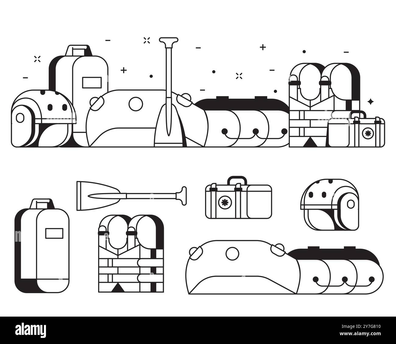 Rafting and Water Hike Equipment Stock Vector