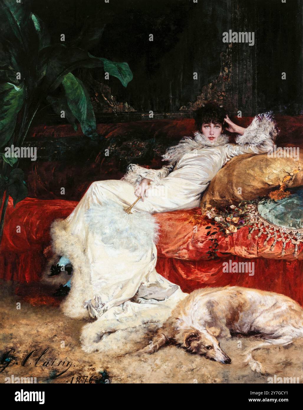 Portrait of Sarah Bernhardt (1844-1923), painting in oil on canvas by Georges Clairin, 1876 Stock Photo