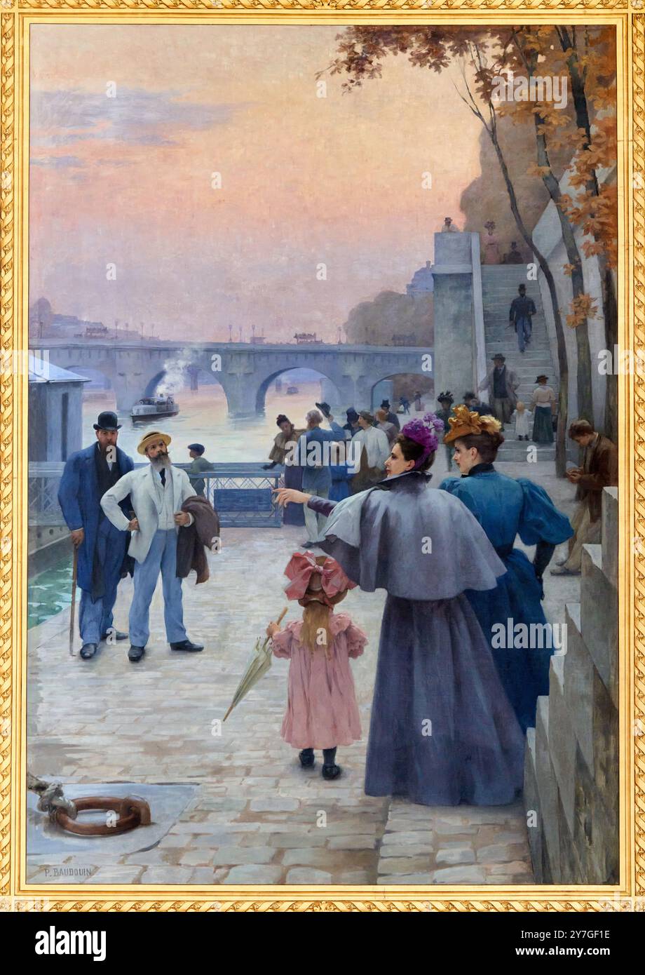 Evening in Paris, Oil on canvas, Vers 1889, Paul-Albert Baudoüin (Rouen, 1844 - Paris, 1931), Petit Palais, City of Paris Fine Art Museum, Musée des Beaux-Arts de la Ville de Paris, France. Stock Photo