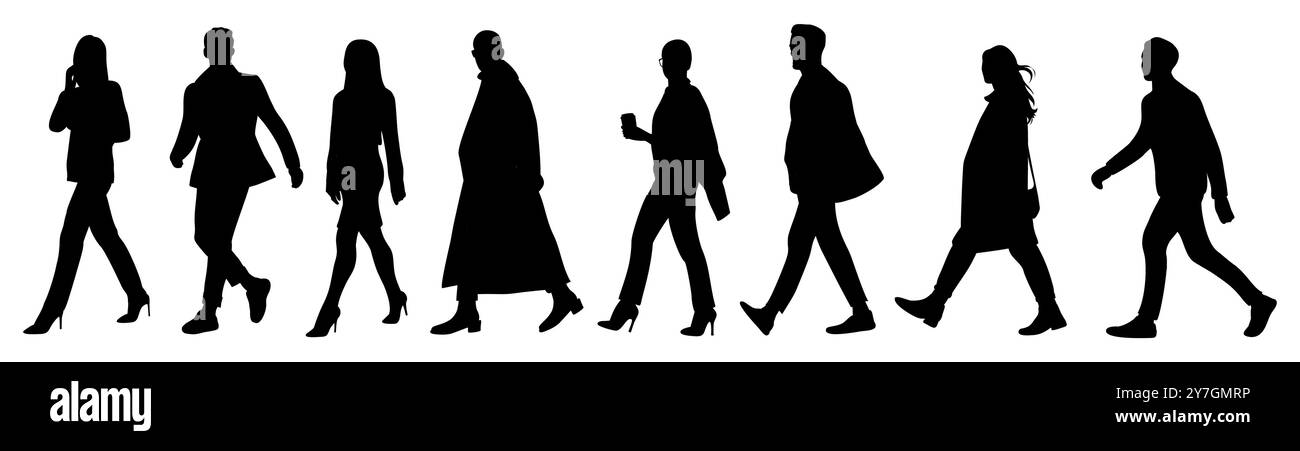 Silhouettes of business people walking side view Stock Vector Image ...