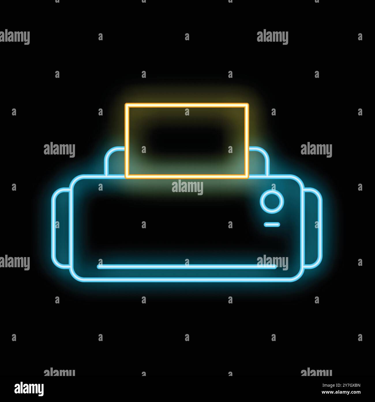Glowing neon line printer icon isolated on black background vector illustration Stock Vector