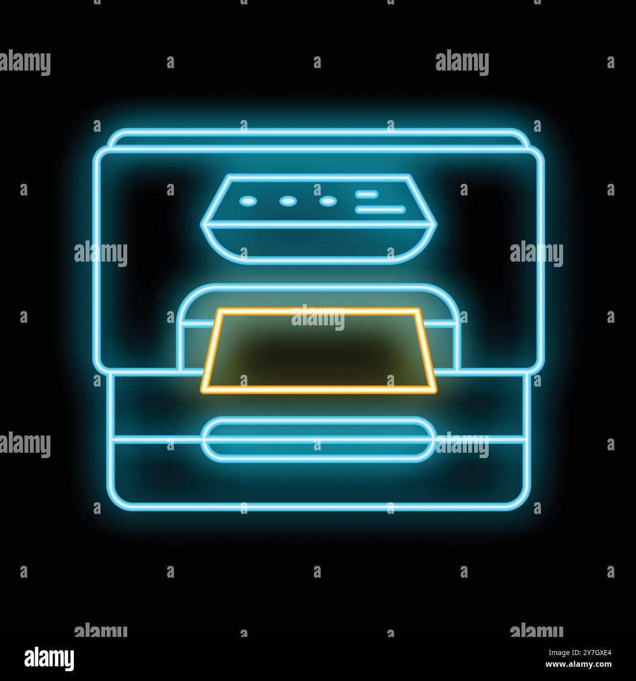 Illuminated yellow neon outline document hi-res stock photography and ...