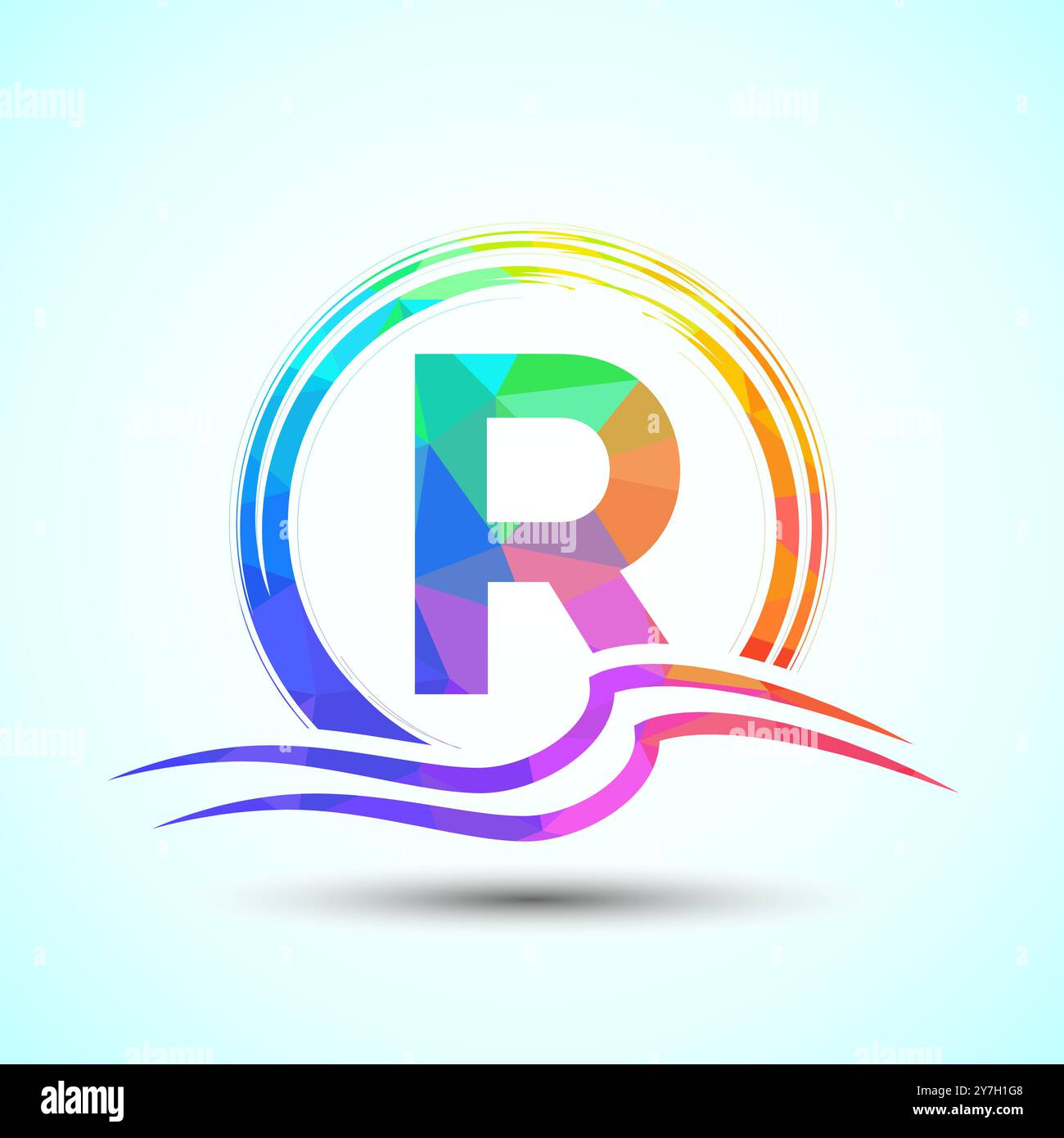 Initial letter with water ocean waves and the sun. Beach logo design ...