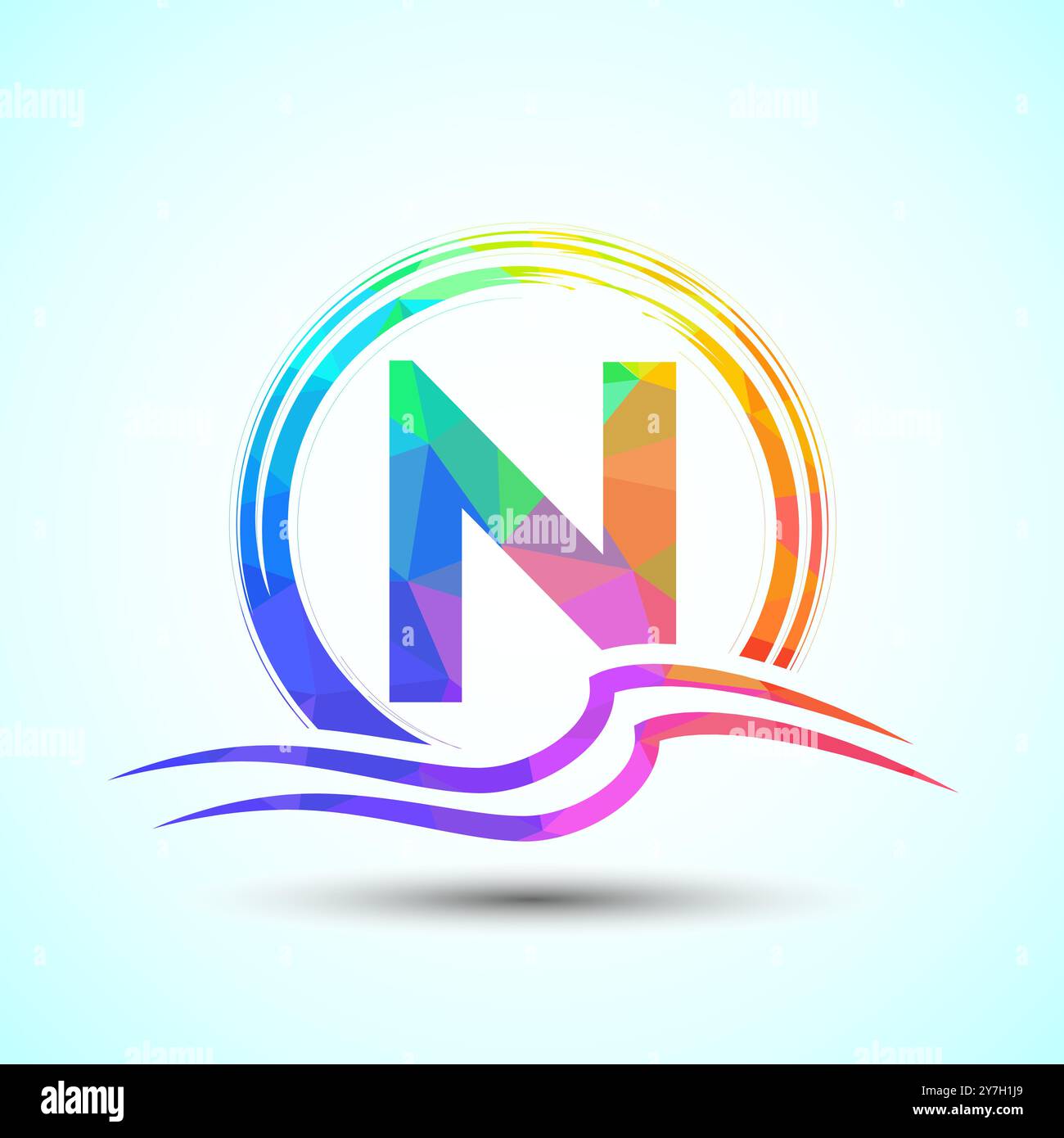Initial letter with water ocean waves and the sun. Beach logo design ...