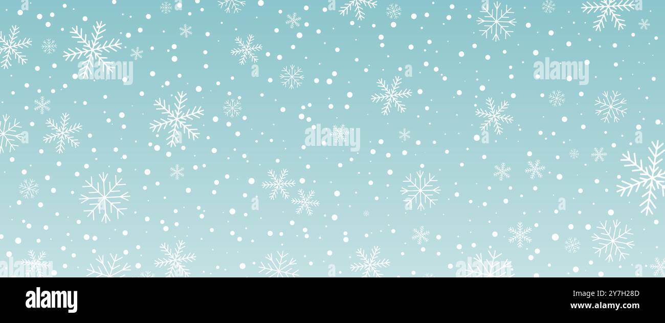 Horisontal background with snowfall. Stock Vector